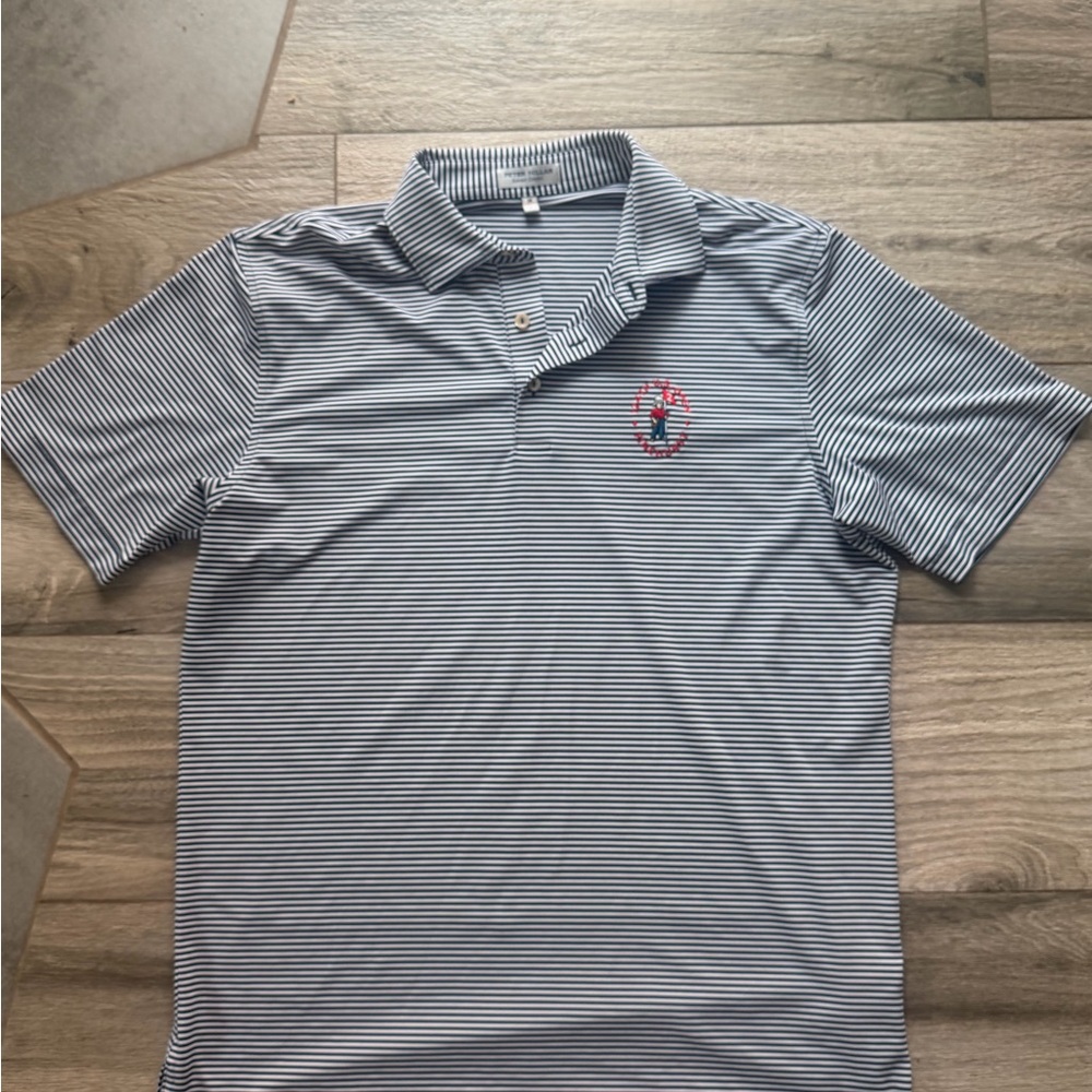 Peter Millar Navy and White Striped Polo